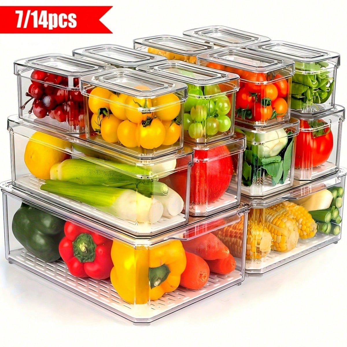 Food Snacks For Party - 7/14 قطعة من صناديق تنظيم الثلاجة