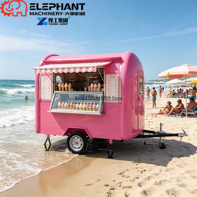 Food Snacks Catering - عربة طعام متنقلة أنيقة بتصميم منحني،