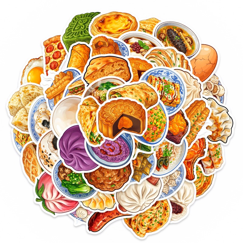 50 قطعة من ملصقات المواد الخام - مراجعة Food Like Snacks وسعره