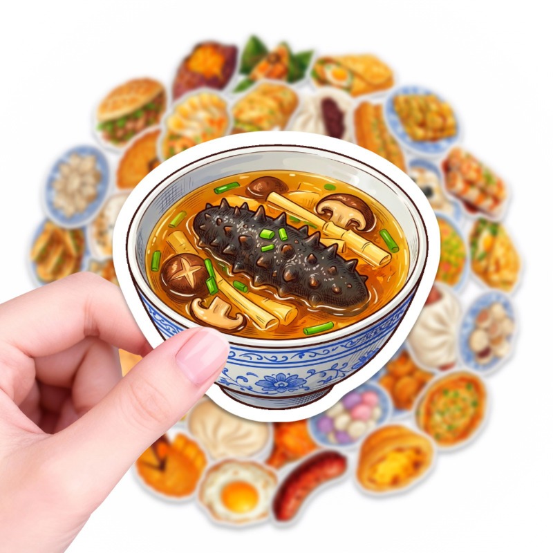 50 قطعة من ملصقات المواد الخام - مراجعة Food Like Snacks وسعره