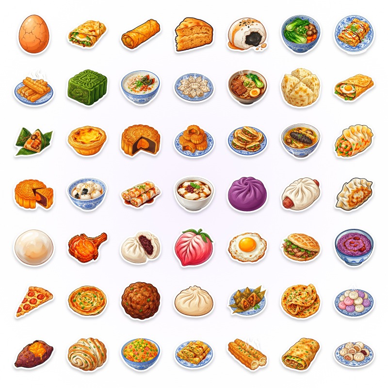 50 قطعة من ملصقات المواد الخام - مراجعة Food Like Snacks وسعره